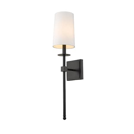 Camila 1 Light Wall Sconce, Matte Black & White